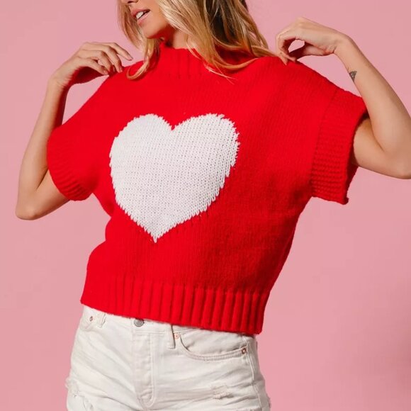 BiBi Rib Banded Heart Pattern Valentines Sweater - Picture 12 of 16